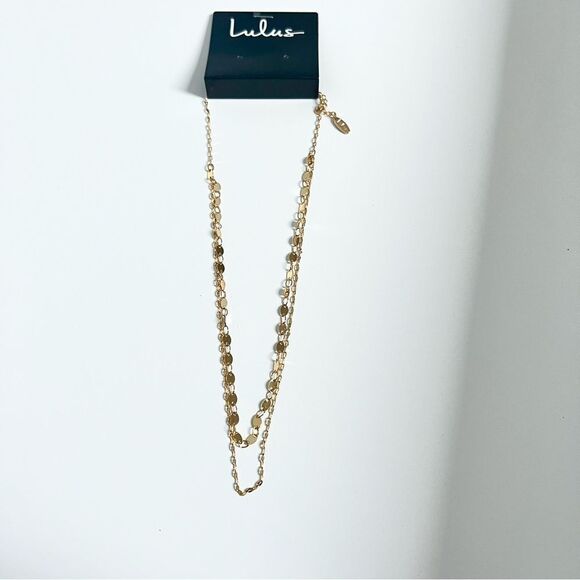 🍭4/$20 New Lulu’s Gold Medallion Double Stranded Choker Necklace - Picture 1 of 6